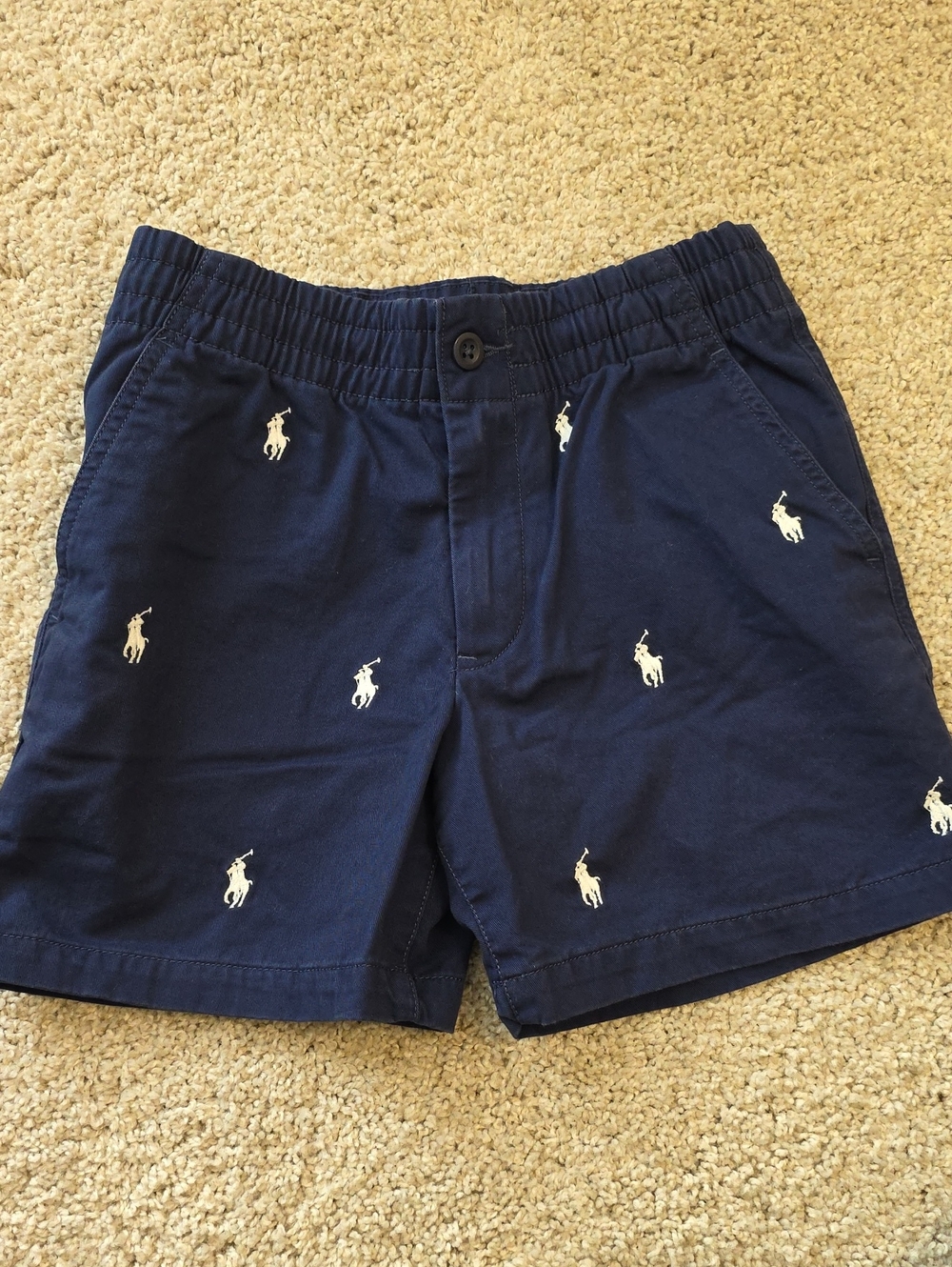 Great Condition Boys Sz. 8 Ralph Lauren Navy Blue Embroidered Polo Pony Shorts